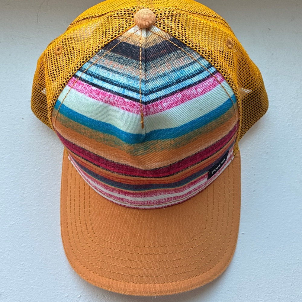 Prana Rainbow Lower Pines Orange and Black Trucker Hat